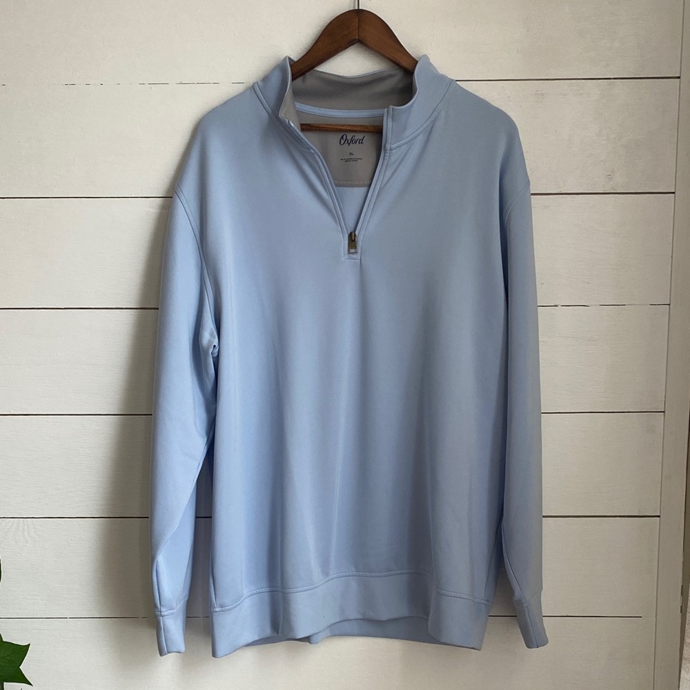 Oxford Sky Blue Men's Zip-Up Sweater